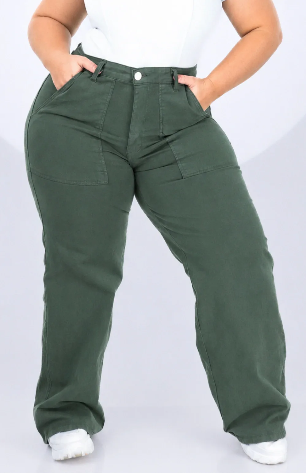 CALÇA FEMININA PLUS SIZE - WIDE LEG VERDE