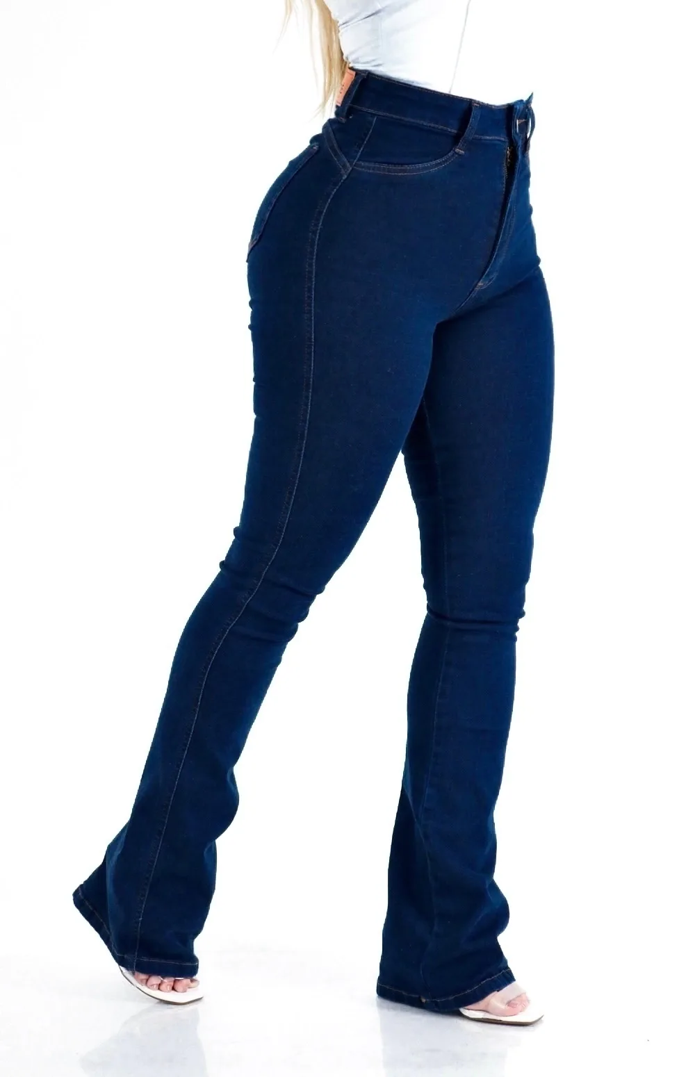 CALÇA JEANS FEMININA - WIDE LEG SLIM CRYSTAL