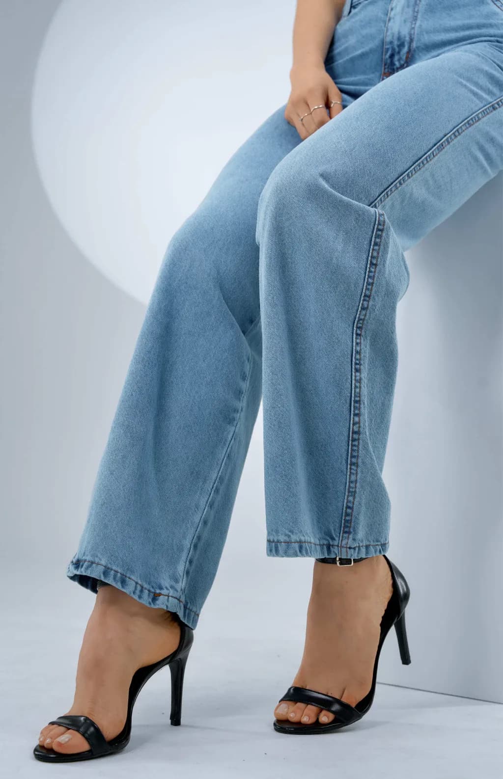 CALÇA JEANS FEMININA - WIDE LEG SLIM CRYSTAL