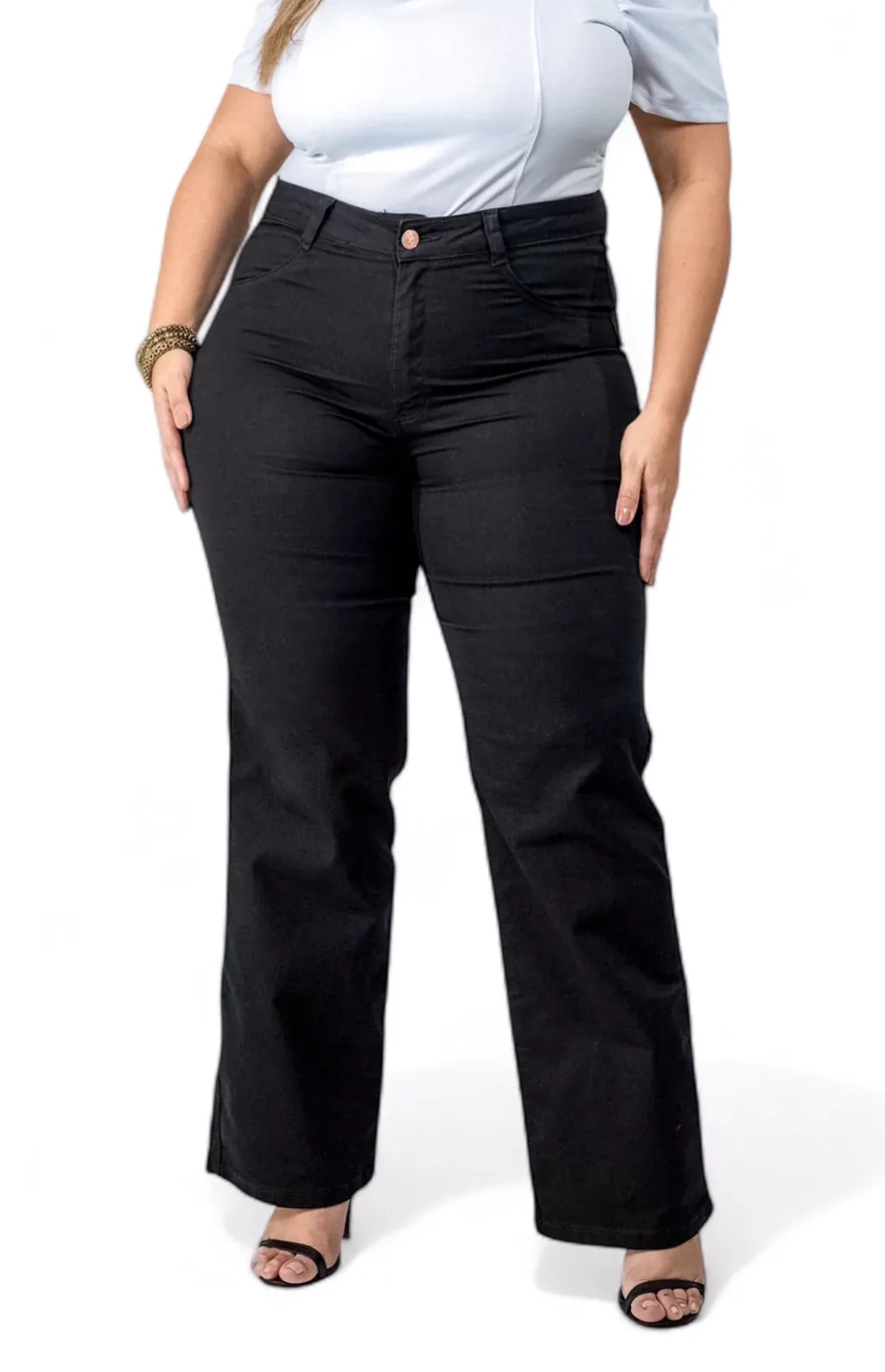 CALÇA JEANS PLUS SIZE - RETA PRETA INTENSE