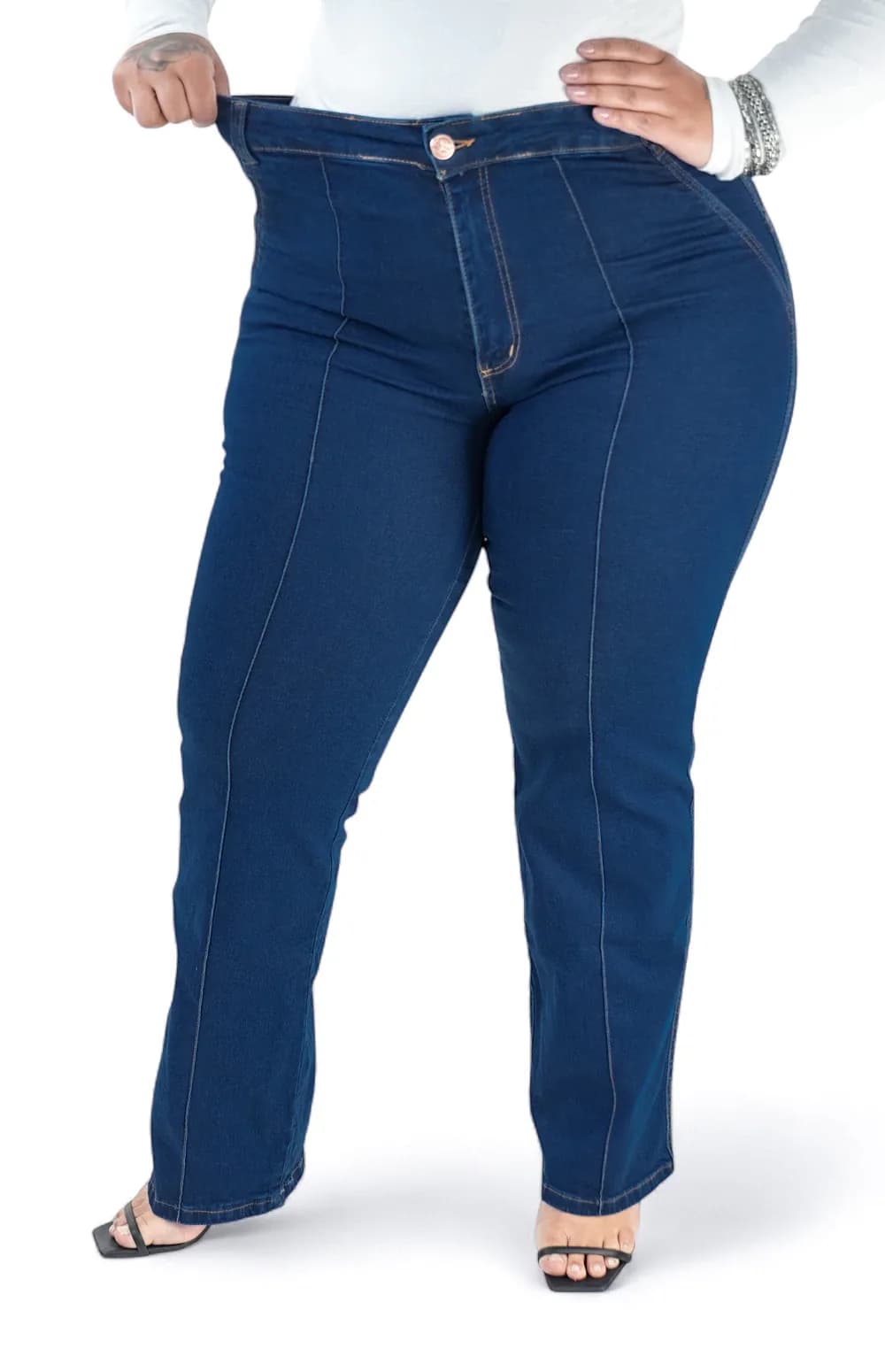 CALÇA JEANS PLUS SIZE - WIDE LEG ELEGANCE BLUE