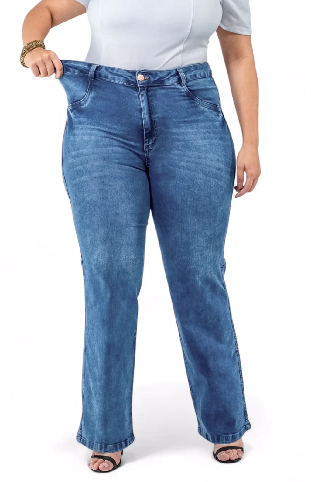 CALÇA JEANS PLUS SIZE - WIDE LEG LAZULLI